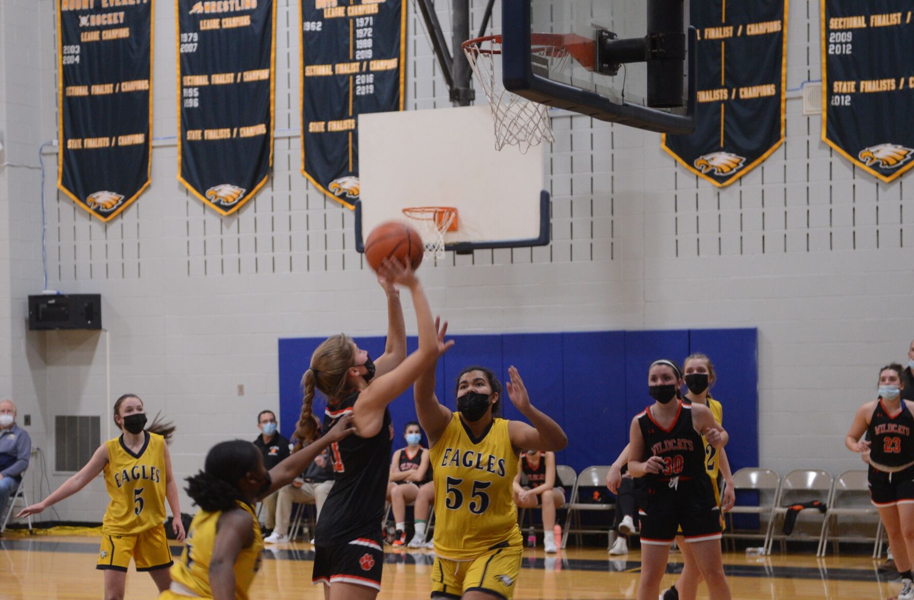 Brianna Kelly gets a shot over a defender